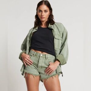 ONE TEASPOON OUTLAWS DENIM SHORTS COLOR: KHAKI (GREEN)